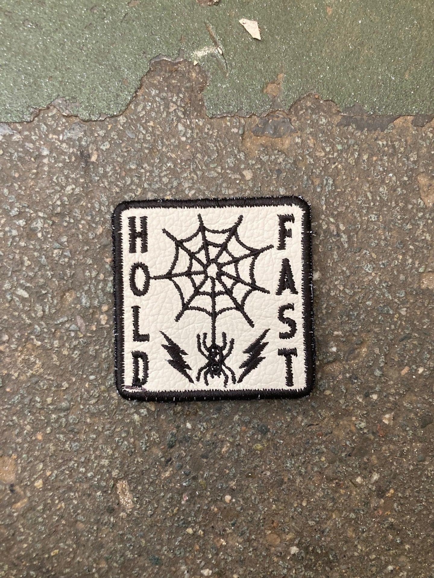 Hold Fast — Leather Patch (White)