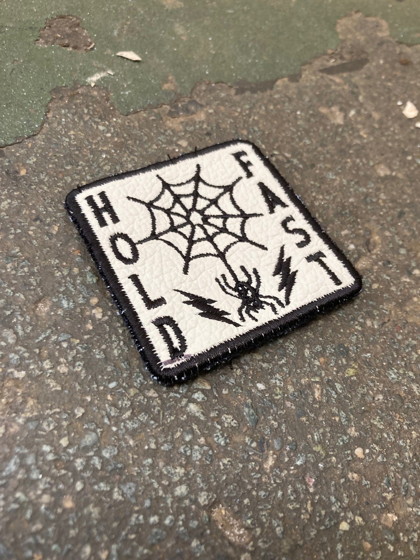 Hold Fast — Leather Patch (White)